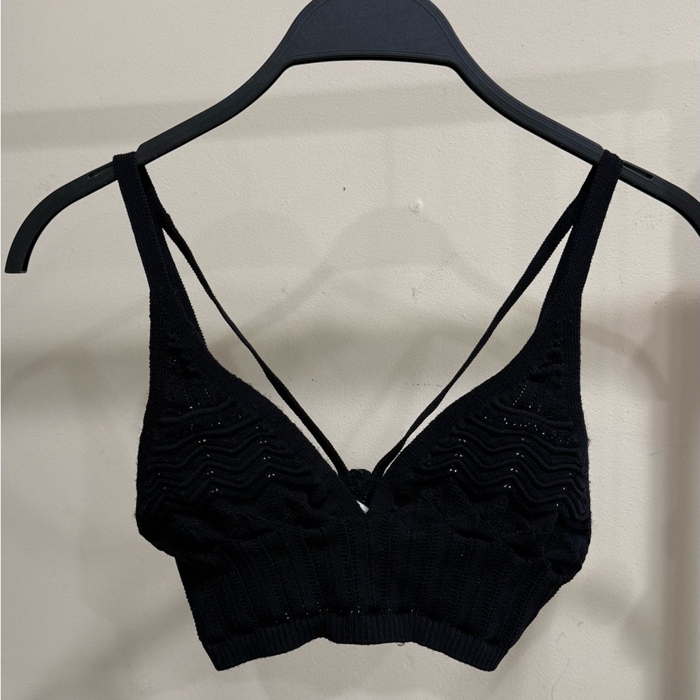 Free People Intimately Black Knit Bralette Crop Top Size S